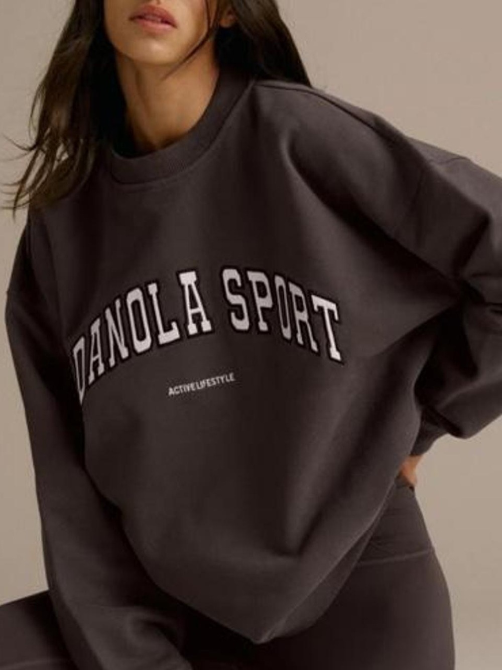 Adanola Charcoal Crewneck Sweatshirt with White Logo